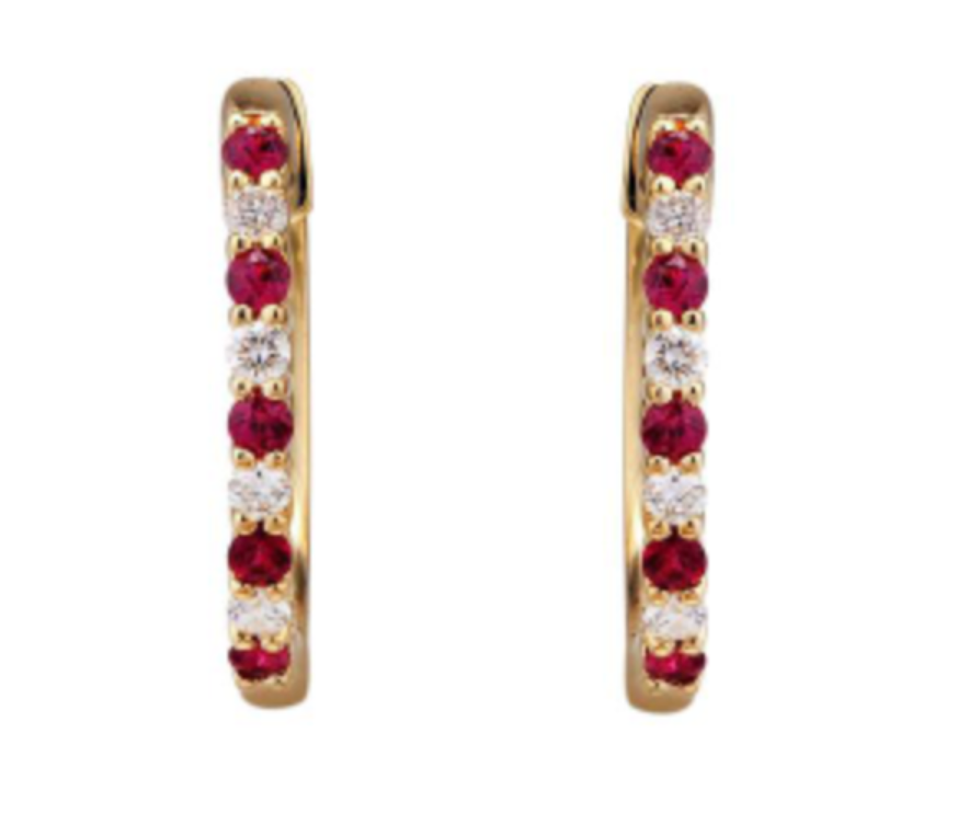 Ruby and Diamond Loope Earrings